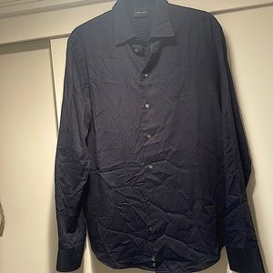 Men’s Emporio Armani beautiful navy dress shirt with blue polka dots